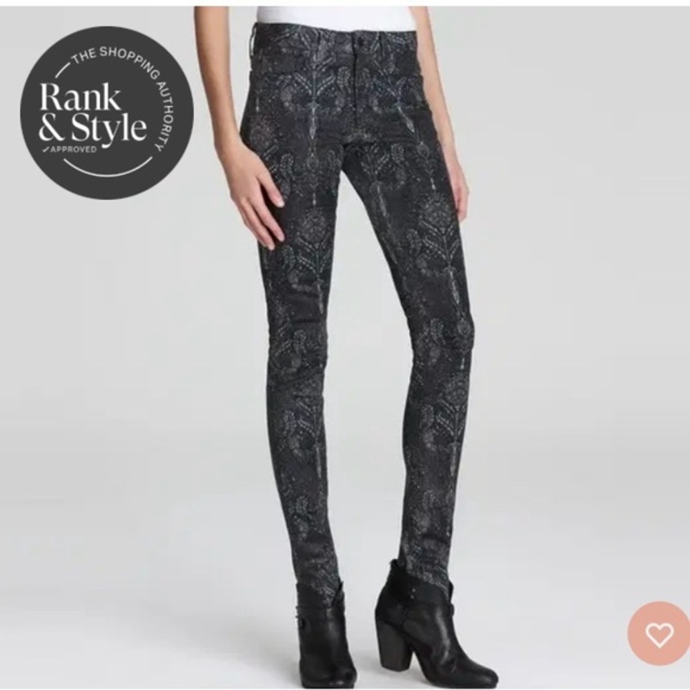 Joe's Jeans Black and Gray Skinny Jeans Baroque Pattern Ladies Sz 24